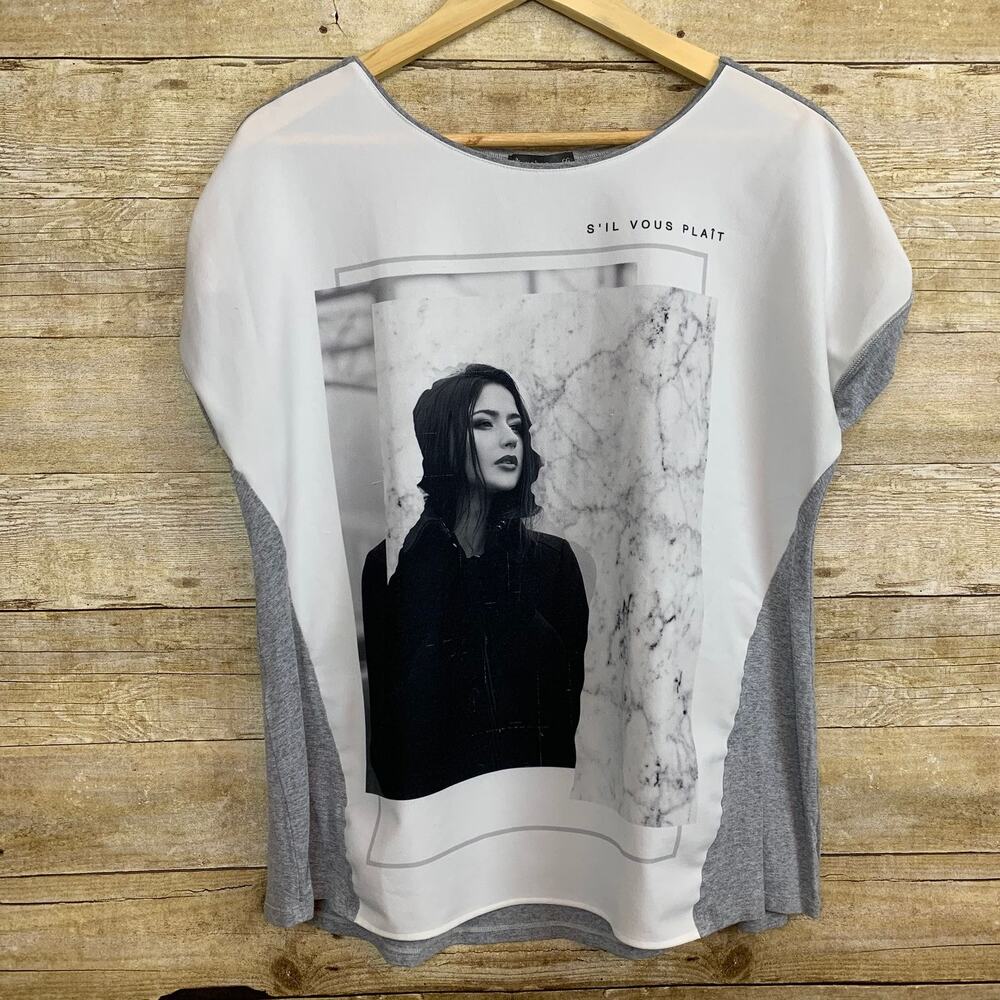 AK Urban Graphic T Cap Sleeve French If You Please Womens Large